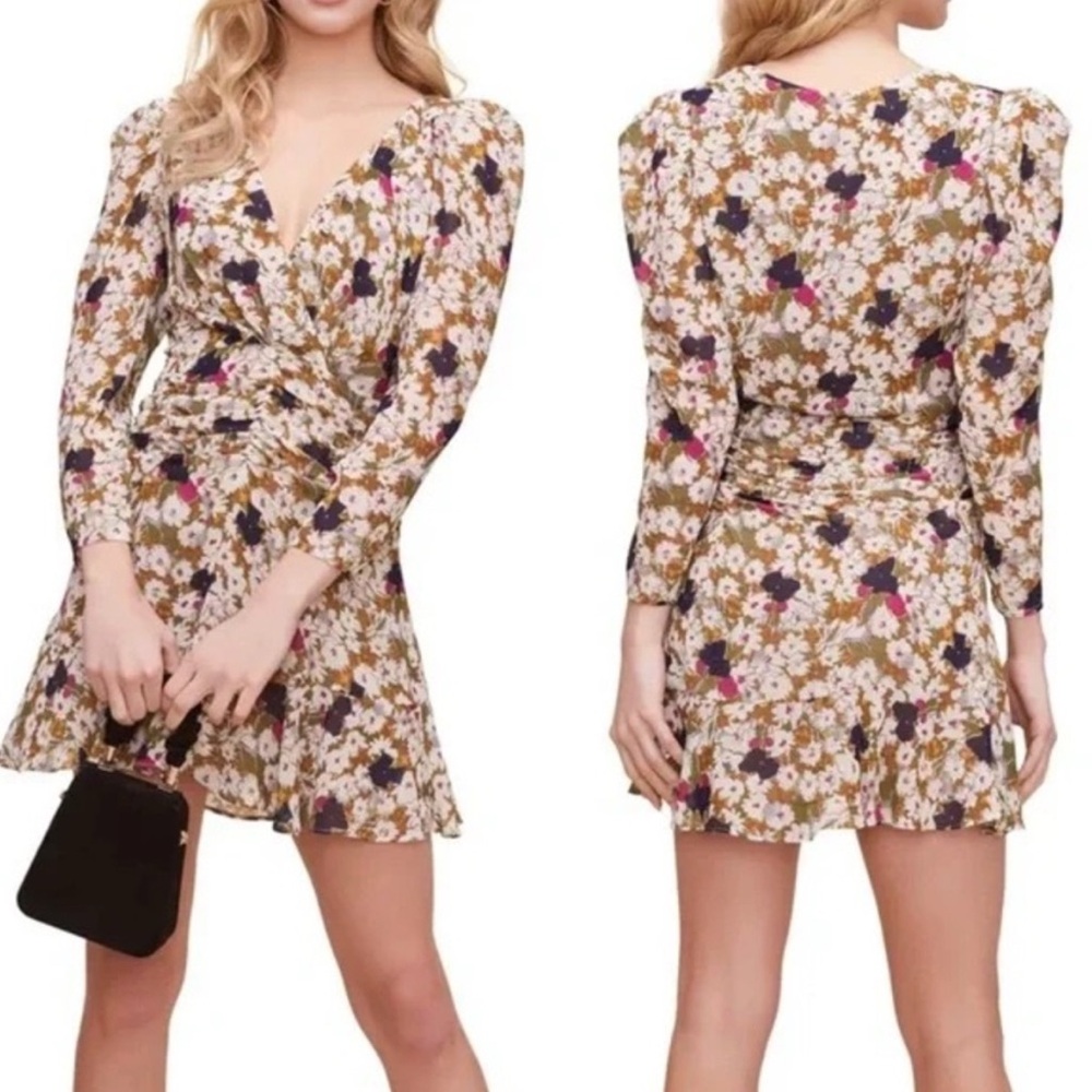ASTR Olive Rushed Floral Mini Dress